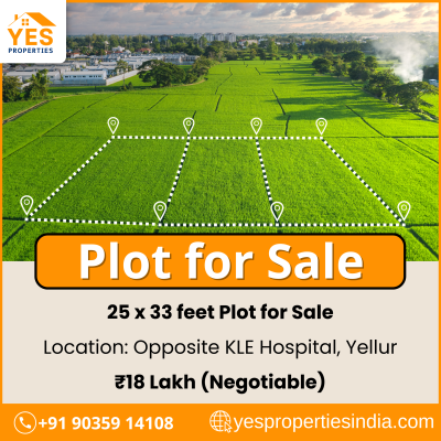Prime Residential Plot for Sale | 25x33 ft | Opposite KLE Hospital, Yellur, Belgaum